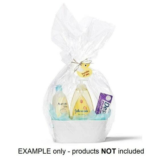 Gift Basket Kit for Baby Shower Kids Easter Birthdays Holiday 5pc Set Gray Oval - Picture 2 of 4